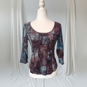 Vintage Dressbarn Women's Velvet Burnout Corset Style Top Size Small